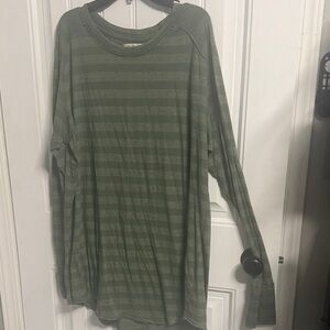 We The Free Olive Green Ribbed Crew Neck Top